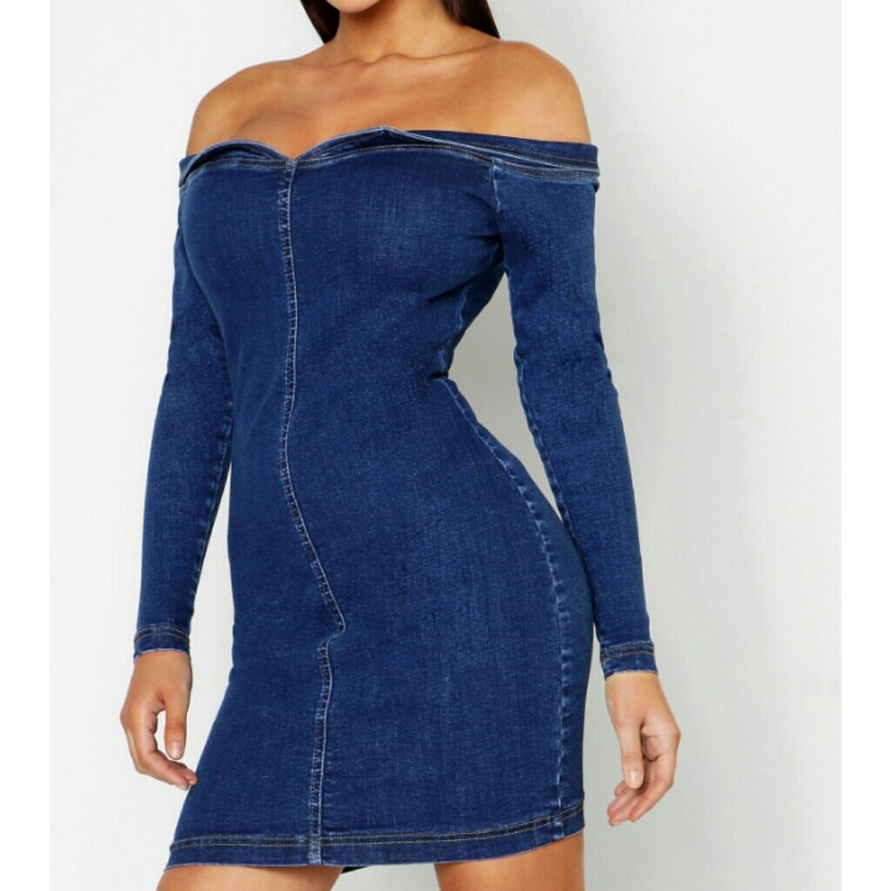 Fold Over Denim Dress
